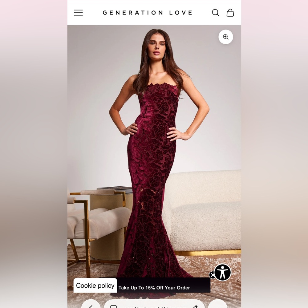 Generation Love  Burgundy Lace Strapless Dress Sz 00